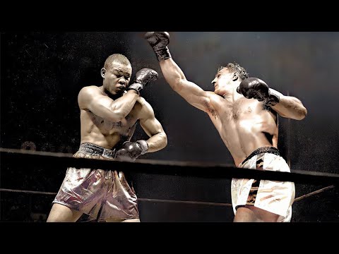 Rocky Marciano vs Joe Louis - Film Restoration Colorized
