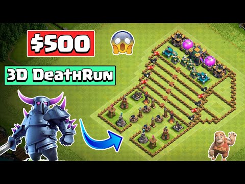 DEATHRUN in a 3D BASE | Clash of Clans Troll Base