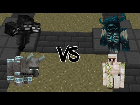Minecraft - Iron Golem Vs. Ravager Vs. Wither Vs. Warden