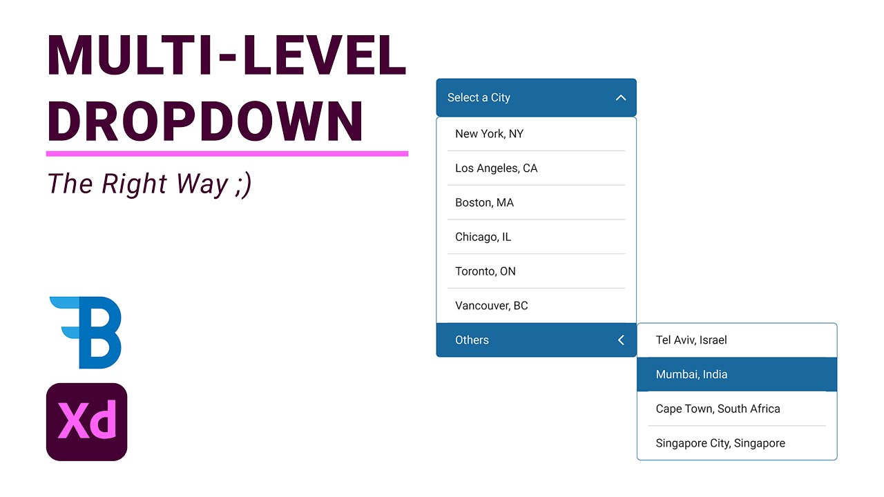 Multi-level Dropdown Menu Design and Prototyping | Adobe Xd | Blue Fin Design