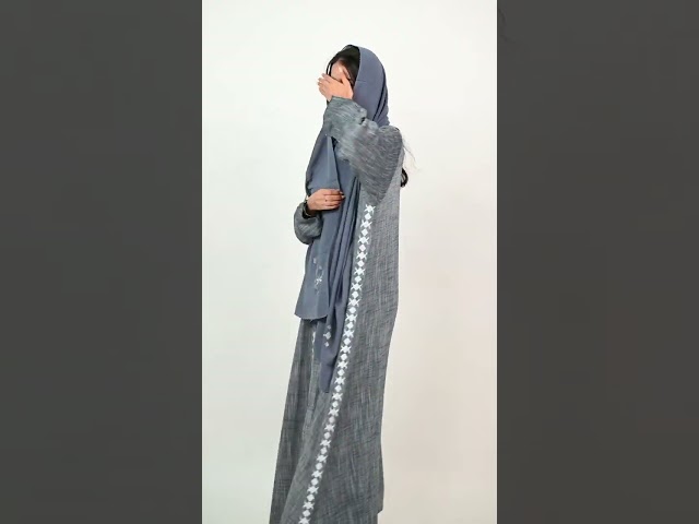 عباية كتان لنن مطرز