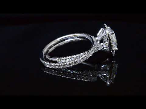3.60 ct.  Cushion cut Halo Diamond Engagement Bridal Set # 22820