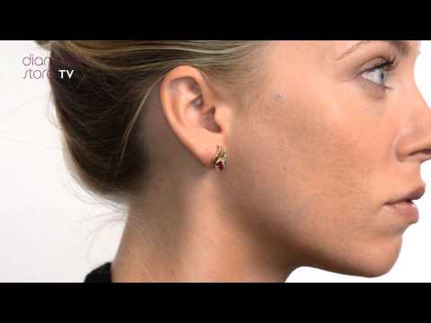 B3285 - W8 x L15mm Ruby And Diamond Earrings 9K Yellow Gold