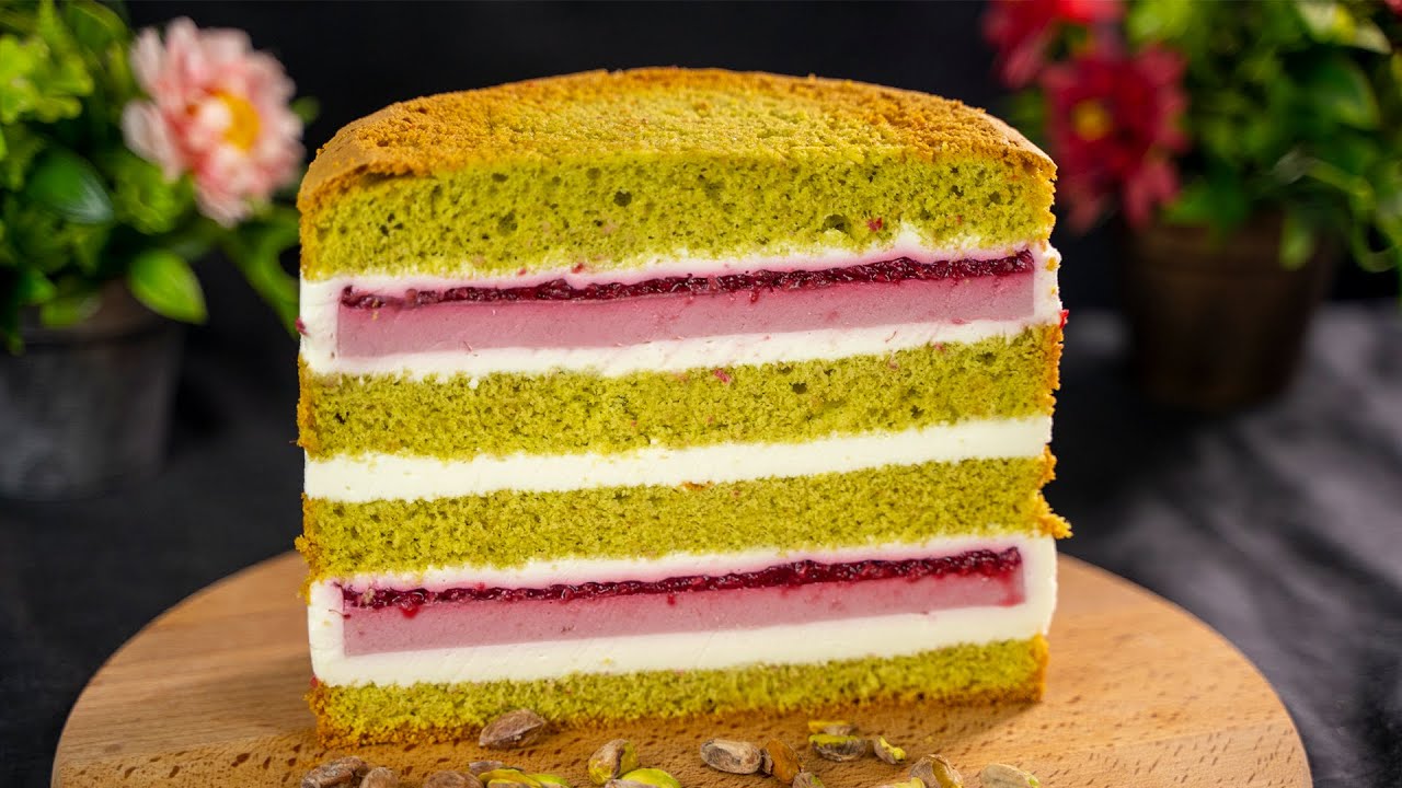 Нежный и яркий торт Фисташка - Малина