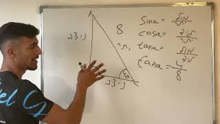 טריגונומטריה במשולש ישר זווית - סינוס קוסינוס וטנגנס