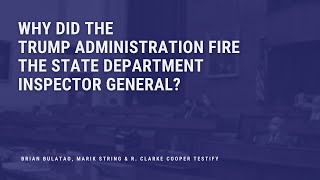 Engel Remarks at Hearing of Firing the State Department Inspector General video