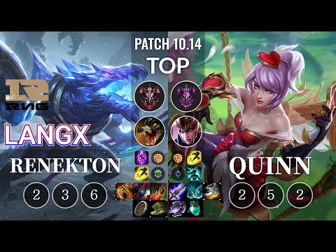RNG Langx Renekton vs Quinn Top - KR Patch 10.14