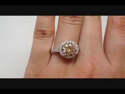4.18 ctw Round Brilliant Cut Natural Chocolate-SI2 Diamond Engagement Ring - BigDiamondsUSA