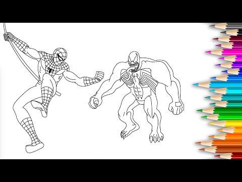 Avengers Spiderman Venom Fighting Superheroes Venom attacks Spiderman #coloring #spiderman #avengers