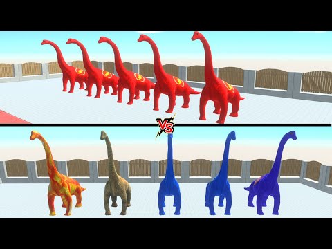 5vs5 FLASH BRACHIOSAURUS DEATH RUN - 🦖Animal Revolt Battle Simulator🦕