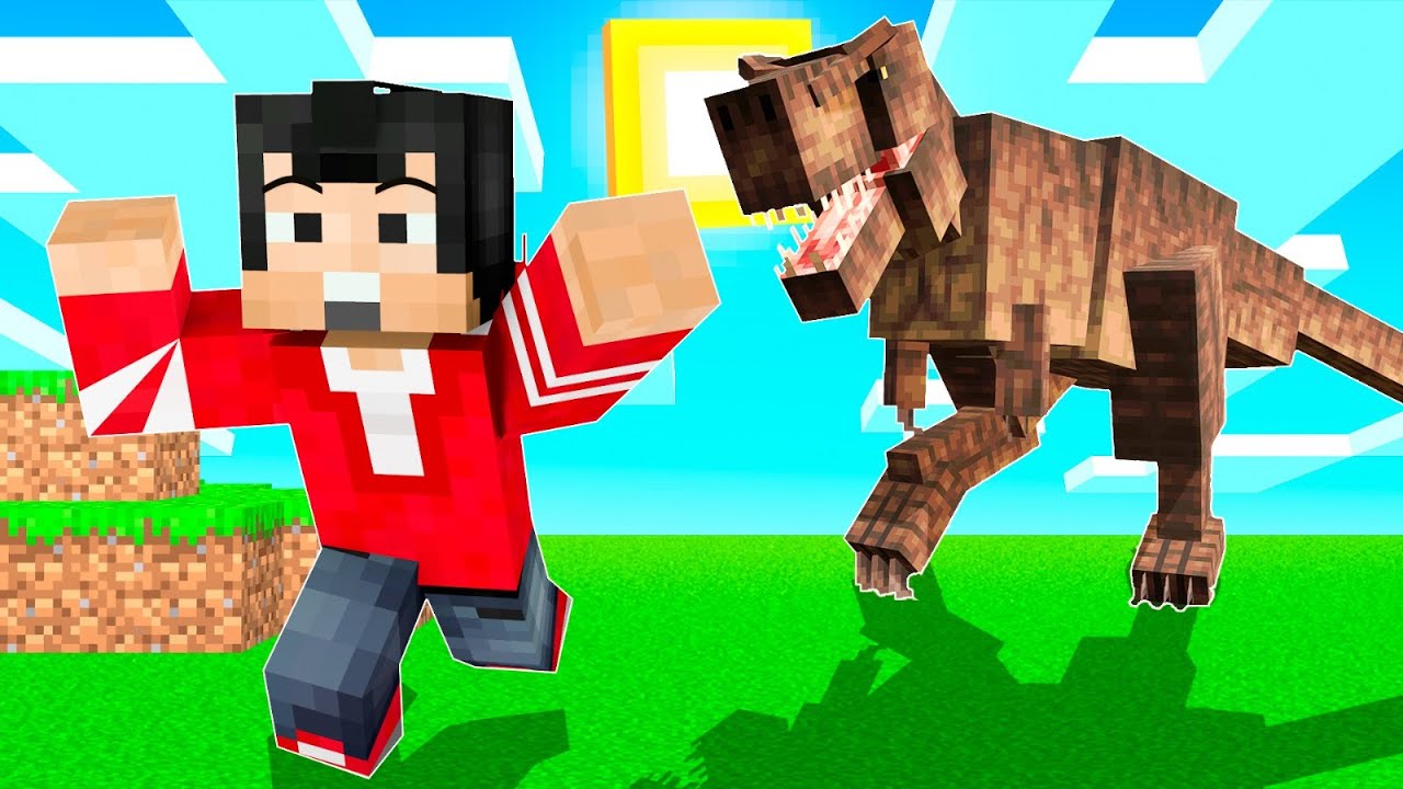 MINECRAFT con 3 VIDAS… y ME ATACA un T-REX 😱🦖