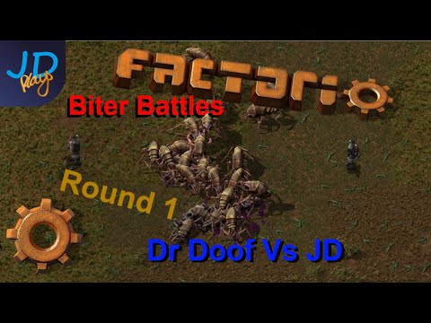 Factorio PvP Biter Battles  Dr Doof Vs JD Practice Match 1