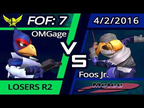 OMGage (Falco) vs. CACAW! Foos Jr. (Sheik) | SSBM Top 24 LR2 | FoF7