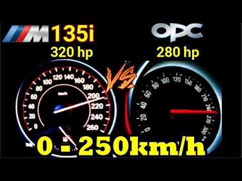 Winner is :BMW M135i 320 HP VS Opel Astra Opc 280 HP- Acceleration 0 -250km/h 100-250km/h
