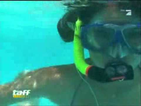 HD New Scuba Training Woman under water nice Snorkeling Girl    Under Water Show