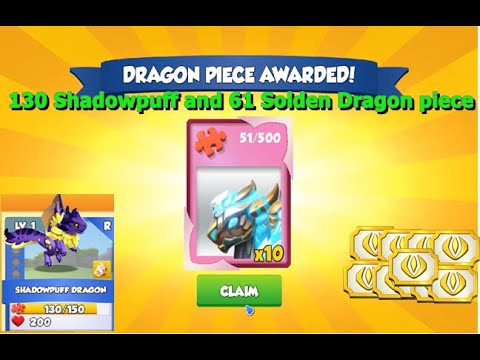 130 Shadowpuff and 61 Solden Dragon piece-Dragon Mania Legends | Origin of Light Element  Event