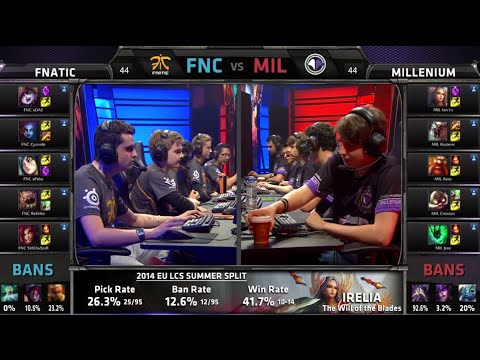 Fnatic vs Millenium | S4 EU LCS Summer 2014 Week 10 Day 2 | FNC vs MIL W10D2 G4 Full Game HD