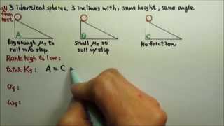 Ranking Questions Spheres Going Down Inclines with Different Friction