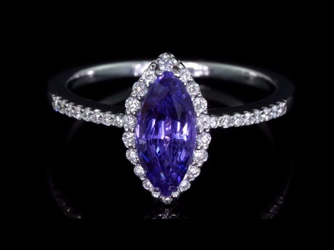 UNHEATED Natural Blue Sapphire and Diamond Cocktail Ring 14k White Gold 1.66 tcw VINTAGE Certified