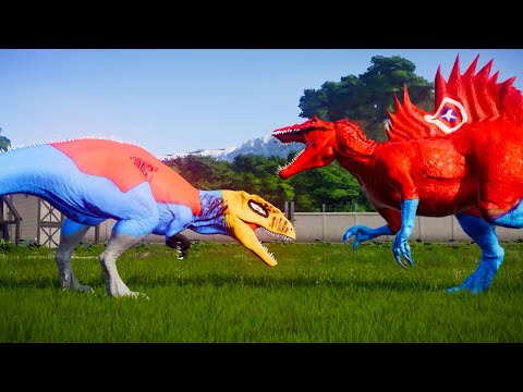 Ultimate Dino Superhero Smackdown: Spider-Man vs Megalodon vs Spinosaurus | Jurassic world evolution