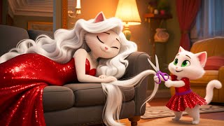 Mischievous little cat cut mother's hair 😭✂️✂️and then made new one 💇🏻‍♀️😭#cats #shortvideo #cute