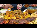 ASMR Eating Spicy Hyderabadi Chicken Biryani Whole Fish Fry Curry Rice Big Bites ASMR Eating Mukbang