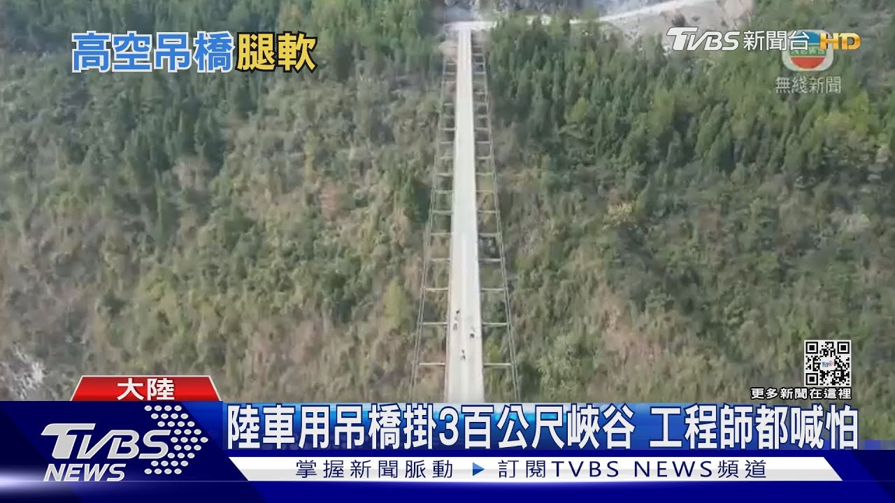 陸車用吊橋掛3百公尺峽谷 工程師都喊怕