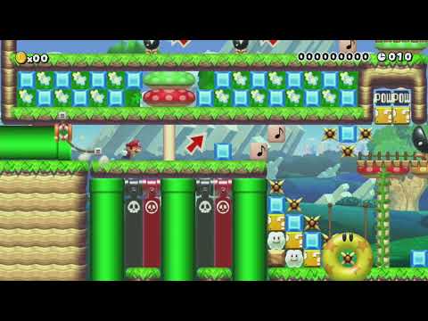 最後のバネジャンをCOOLにきめよう！【スピードラン♂】 by A's/おんどり♂ - Super Mario Maker - No Commentary 1bp