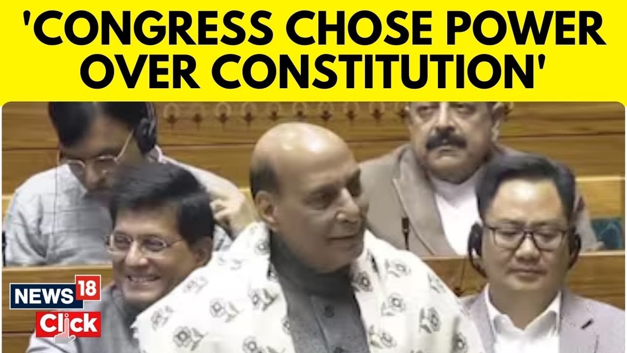 'Congress Chose Power Over Constitution': Rajnath Singh Rakes Up Emergency In Lok Sabha | N18V