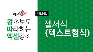 [예스폼 엑셀강좌] 왕따엑셀 메뉴 / 12. 셀서식(텍스트형식)