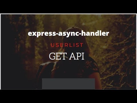 Express Async Handler Node Express Application Node Express Project