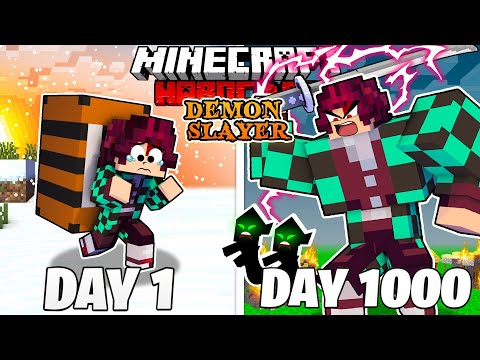 I Survived 1000 Days as DEMON SLAYER in HARDCORE Minecraft! (Full Story)