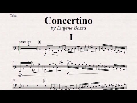 Play-Along: CONCERTINO by E. BOZZA for solo TUBA (without metronome and diff. tempos: description 👇)