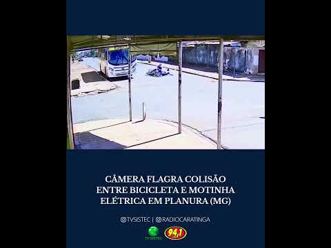 CÂMERA FLAGRA COLISÃO ENTRE BICICLETA E MOTINHA ELÉTRICA EM PLANURA (MG)