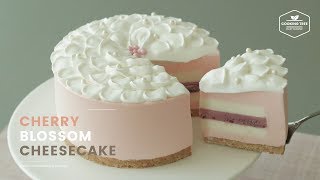 노오븐~🌸 벚꽃 치즈케이크 만들기 : No-Bake Cherry blossom Cheesecake Recipe : さくらレアチーズケーキ | Cooking tree