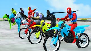 Game 5 Superheroes: Horse racing challenge with Spider Man vs Batman Iron Man Venom Captain America