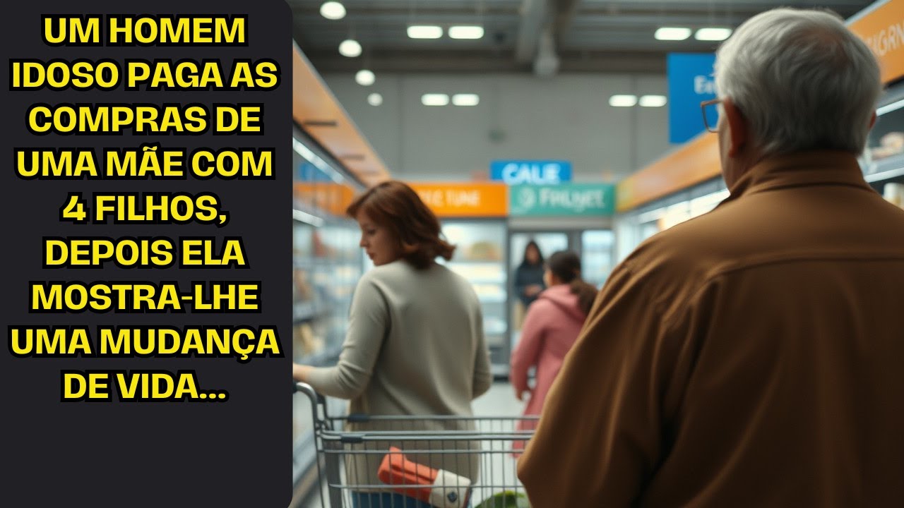 Um homem idoso paga as compras de uma mãe com 4 filhos, depois ela mostra-lhe uma mudança de vida...