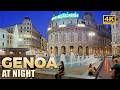 Genoa Italy Evening Walk Historic Old Town Porto Antico 4K