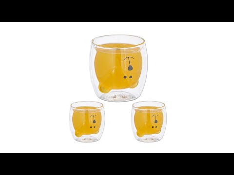 Lot de 3 tasses double paroi motif ours Noir - Verre - 9 x 9 x 9 cm