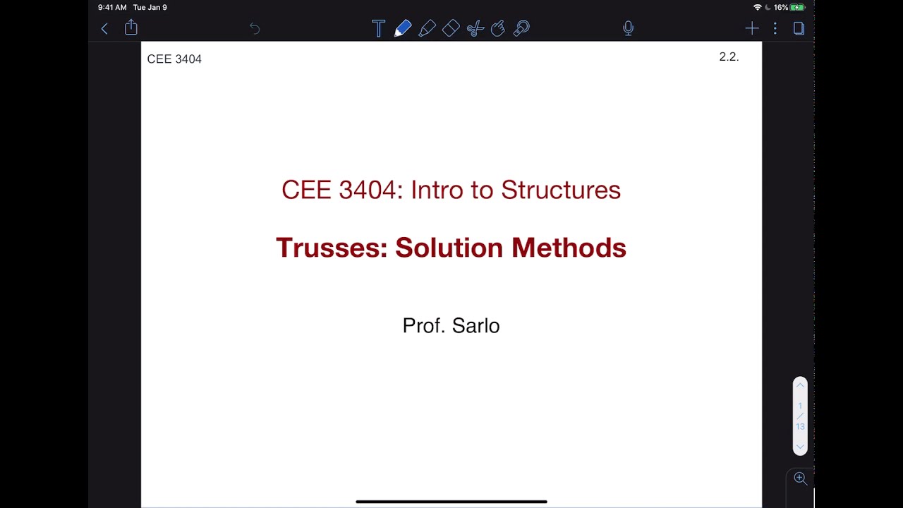 Intro to structures 2.2 - Solution Methods for Trusses
