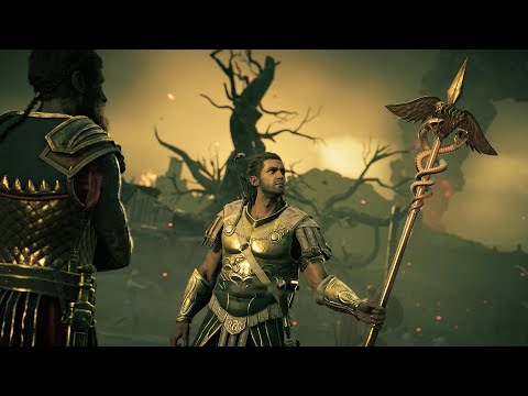 Alexios fights Brasidas in the underworld (Hell)