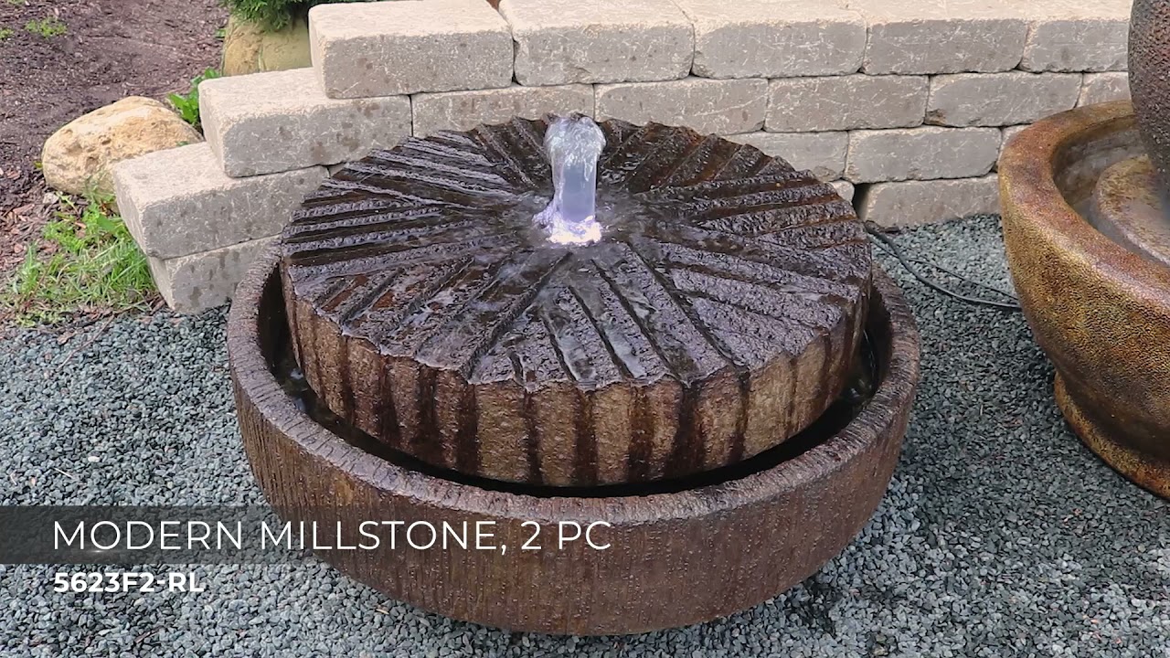 Video 1 Watch A Video About the Modern Millstone Relic Lava LED Outdoor Fountain
