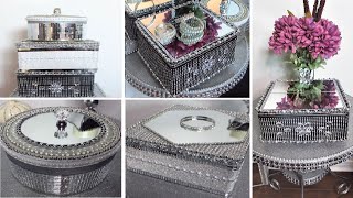 Cookie Tin Craft Ideas | Mirrored Jewelry Box | Mirrored Keepsake Box | Glam Home Decor