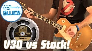 Video thumbnail for Celestion Vintage 30 vs Fender Eminence Stock Speaker by intheblues