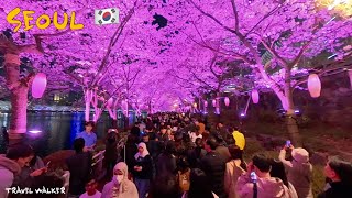 [4K] 🌸평일에도 이렇다고? 😍북적대는 석촌호수에서…🇰🇷📸 호수벚꽃축제 / Cherry Blossom walk - Seokchon Lake - Seoul - Korea 🇰🇷