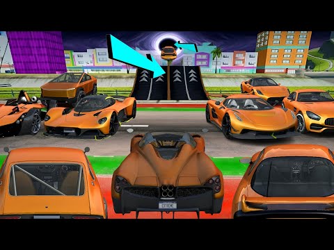 All Orange Cars Stunts Through Ramp 3 // Extreme Car  Driving Simulator // Cars Gameplay