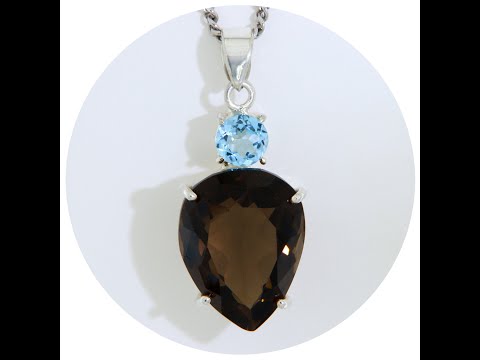 Pandantiv Argint 925 Cuart fumuriu Topaz Naturale - Eleganta si Luminozitate