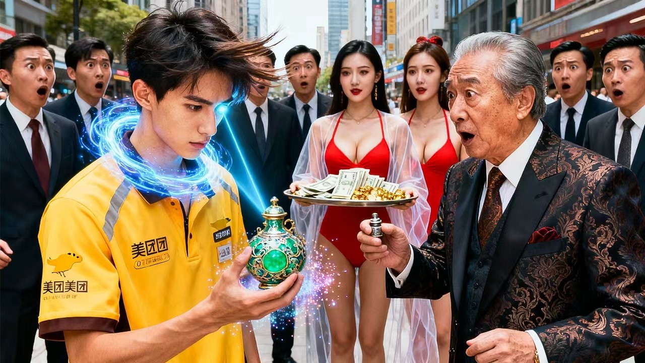 外賣小哥意外覺醒「黃金眼」，一眼看穿首富手中古董價值百億！他隨口一評，現場專家全嚇傻跪地求教！#短劇 #古董 #drama