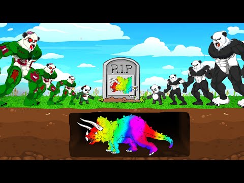 EVOLUTION of PANDA ZOMBIE vs PANDA: R.I.P Triceratops Rainbow Radiation|Godzilla Cartoon Compilation