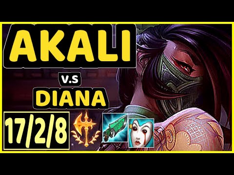 MAGIFELIX (AKALI) vs DIANA - 17/2/8 KDA MID GAMEPLAY - EUW Ranked MASTER